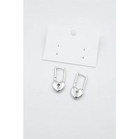 Kalp Kilit Küpe - Gümüş