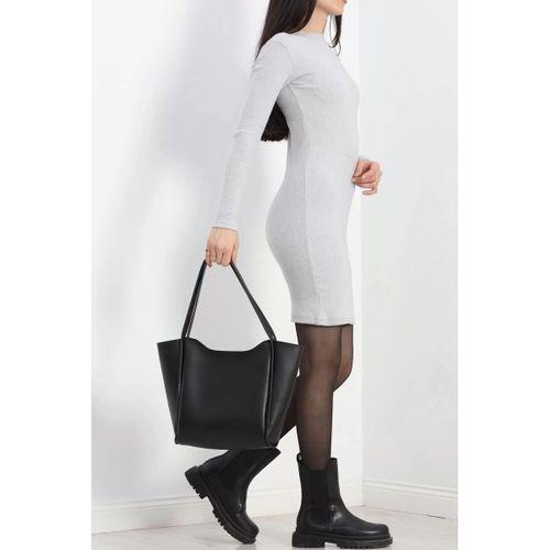 pilelistore Kaşkorse Yırtmaçsız Elbise Gri