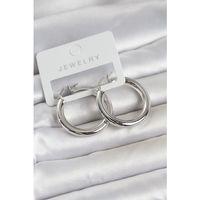 Gümüş Renk Pirinç Halka 30 mm Kadın Küpe