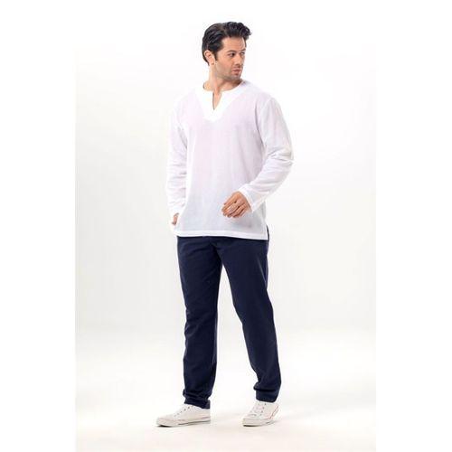 Büyük Beden Uzun Kol Şile Bezi Bisiklet Yaka Yazlık Tshirt Beyaz 3001