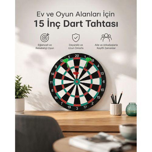 15 İnç Büyük Boy Dart Tahtası Ev Oyun Seti 4 Adet Metal Uç Oklu