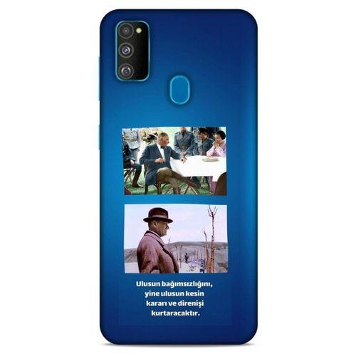 Samsung Galaxy M30s Kılıf Atatürk (6) Silikon Kılıf Koyu Mavi