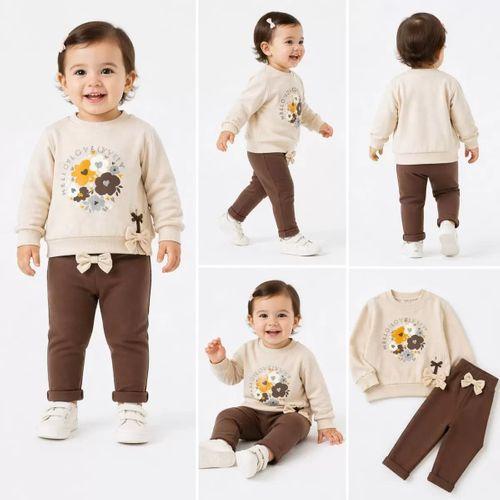 6/24 Ay Yandan Bağlamalı Penye Bebek Takımı