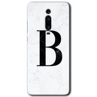 MRCİLETİSİM Xiaomi Mi 9T Kılıf Kapak - Beyaz Mermer Desenli B Harfi +Hayalet Ekran Yandan Gözükmez