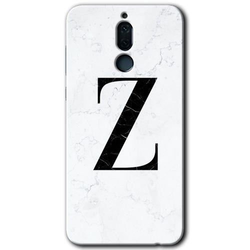 Huawei Mate 10 Lite Kılıf Baskılı Kapak - Beyaz Mermer Desenli Z Harfi + 5D Tam Kaplayan Cam