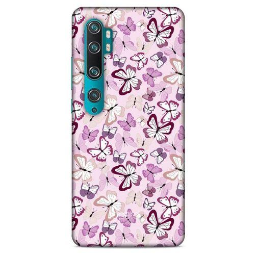 Xiaomi Mi Note 10 Kılıf Kelebek Etkisi (2) Kabı Mor Beyaz