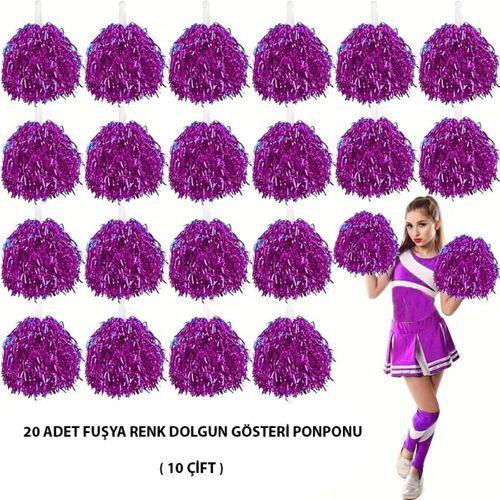 10 Çift ( 20 Adet ) Fuşya Renk 23 Nisan 19 Mayıs 29 Ekim Okul Gösteri Ponponları