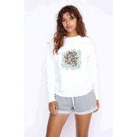 Graffiti Letter Baskılı Beyaz Kadın Sweatshirt