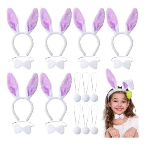 Lila Mor Tavşan Kulak Papyon Kuyruk 3&amp;#39;lü Parti Seti