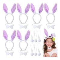 Lila Mor Tavşan Kulak Papyon Kuyruk 3&amp;#39;lü Parti Seti