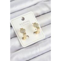 Xuping Zirkon Taşlı Kalp Model Gold Renk Kadın Küpe
