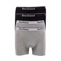 4 adet Feelline Siyah ve Gri Pamuklu Doğal Likralı Erkek Boxer