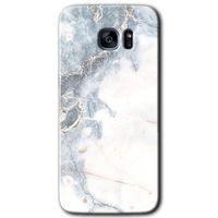 Samsung Galaxy S7 Edge HD Baskılı Kılıf + 9D Tam Ekran Koruyucu - White Marble