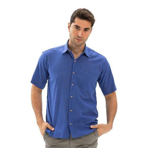 Kısa Kol Şile Bezi Tek Cepli Erkek Yazlık Gömlek Saks 3050