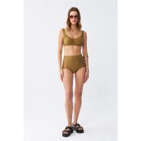 Kadın Basic Hardal Pedli Yüksek Bel Bikini Takımı