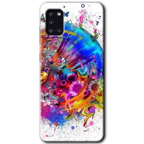 Samsung Galaxy A31 Kılıf Baskılı Kapak - 4K Clock + 5D Tam Kaplayan Cam