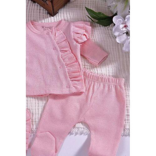 Omuzdan Fırfır Detaylı 5 Parça %100 Pamuk Kız Hastane Çıkışı