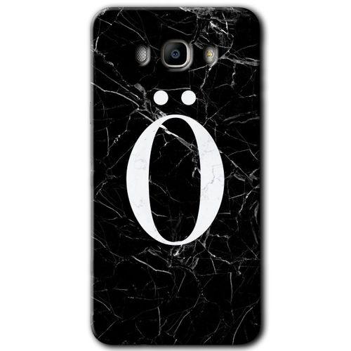 Samsung Galaxy J7 2016 HD Baskılı Kılıf + 9D Tam Ekran Koruyucu - Siyah Mermer Desenli Ö Harf