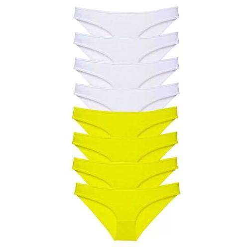 8 Adet Süper Eko Set Likralı Kadın Slip Külot Sarı Beyaz
