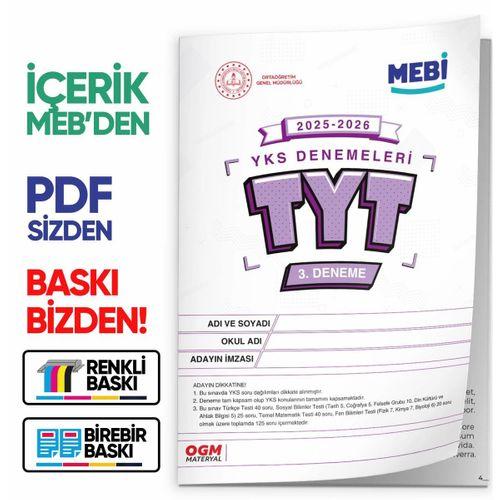 2026 ÖSYM YKS-TYT MEB ONLİNE Türkiye Geneli 3  Deneme Büyük Boy Renkli BASKI ÜCRETİ