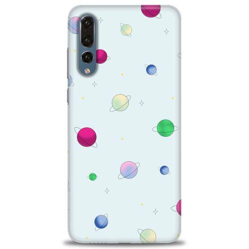 Huawei P20 Pro Kılıf HD Baskılı Kılıf - Gezegenler Çizim + Tam Ekran Koruyucu