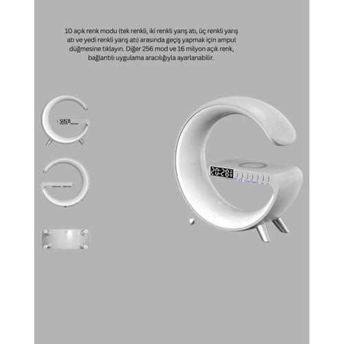 Kablosuz Şarjlı Atmosfer Lambası Bluetooth Hoparlör Ve Akıllı Alarm Özellikli