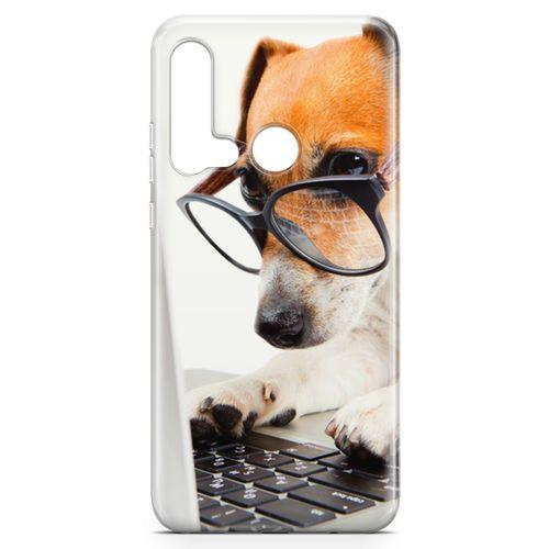 Huawei P20 Lite 2019 Kılıf Gözlüklü Terrier Arka Kapak Koruma Desenli Full Koruyucu