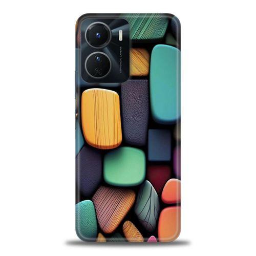 Vivo Y16 Kılıf HD Baskılı Kılıf - Renkli Taşlar + Tam Ekran Koruyucu