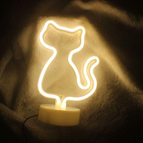 Neon Işıklı Kedi Tasarımlı Lamba