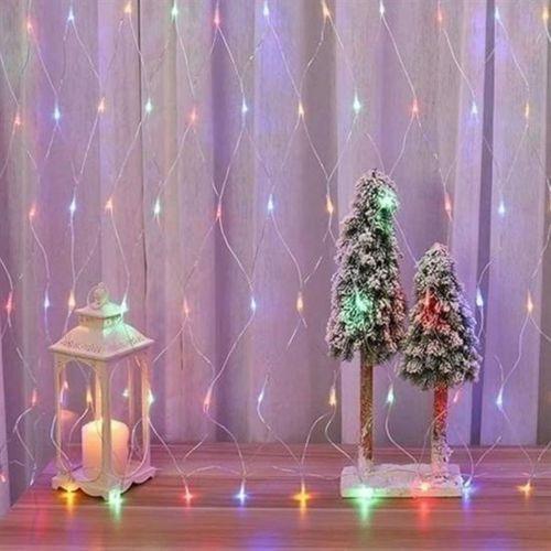 Angel Of Life® 1x2 Metre Dekoratif File Ağ Perde 192 LED 8 Animasyonlu Farklı Işık Modu RGB Fişli