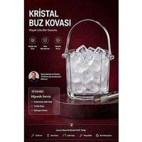 Cam Buz Kovası Maşalı Akrilik Saplı Viski Kokteyl Şampanya Buzluğu Kulplu 12x12 cm Hediyelik Ev Bar Aksesuarı  723483