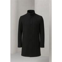 Bertolucci Dik Yaka Fileto Cepli Erkek Kaşe Kaban - Siyah