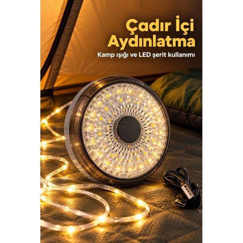 Led Kamp Lambası Dairesel Aydınlatma Yüzeyli Ve Şeritli