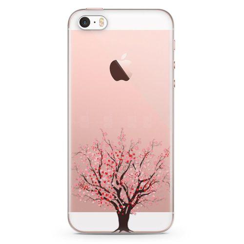 Apple iPhone SE Kılıf Kiraz Tomurcuk Arka Kapak Koruma Desenli Full Koruyucu