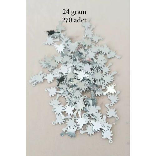 Oya Abiye Bileklik Kolye Pleksi Metalik Plastik Pul Gümüş Renk 24 gram 270 adet - BNC566