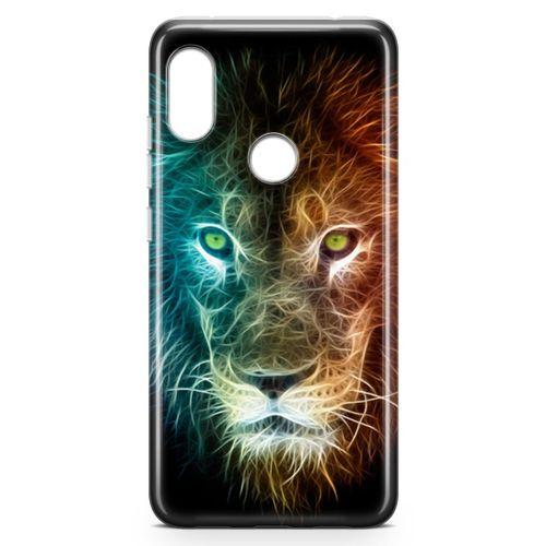 Xiaomi Redmi Note 6 Pro Kılıf Neon Aslan Arka Kapak Koruma Desenli Full Koruyucu