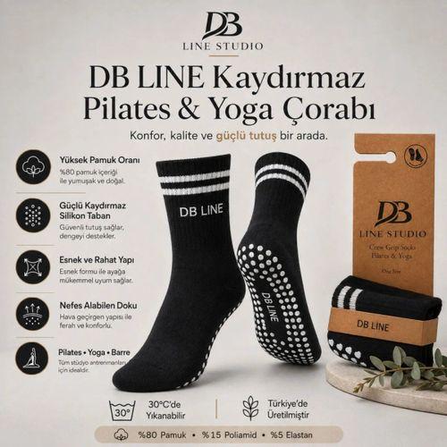 Db Lıne Kaydırmaz Yoga Pilates Çorabı 4'lü | Pamuklu Silikon Taban, Barre Stüdyo Spor