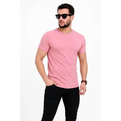 Erkek Basic Tişört Bisiklet Yaka Kısa Kol Günlük Yazlık Slim Fit T-Shirt - Pembe