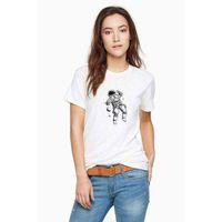 Astronot Uzay Boşluğu Baskılı Beyaz Kadın Tshirt
