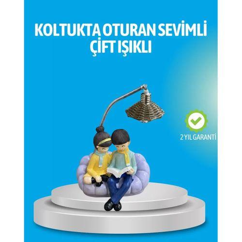 Romantik Çift Figürlü Okuyan Çift Masa Lambası Dekoratif Led Aydınlatma