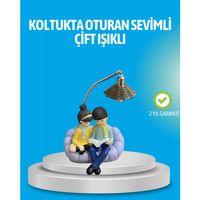 Romantik Çift Figürlü Okuyan Çift Masa Lambası Dekoratif Led Aydınlatma