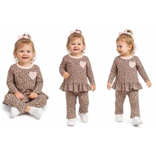9/18 Ay Leopar Baskılı Penye Bebek Takımı