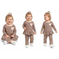 9/18 Ay Leopar Baskılı Penye Bebek Takımı
