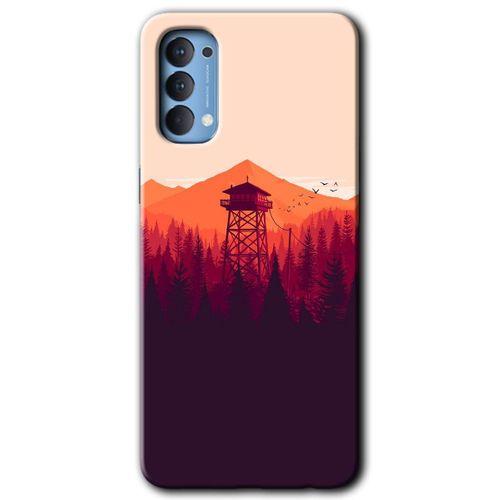 OPPO Oppo Reno 4 Kılıf HD Desen Baskılı Arka Kapak + Temperli Cam - Gözlem Kulesi