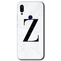 Redmi Note 7 Kılıf HD Desen Baskılı Arka Kapak - Beyaz Mermer Desenli Z Harfi + Kırılmaz Cam