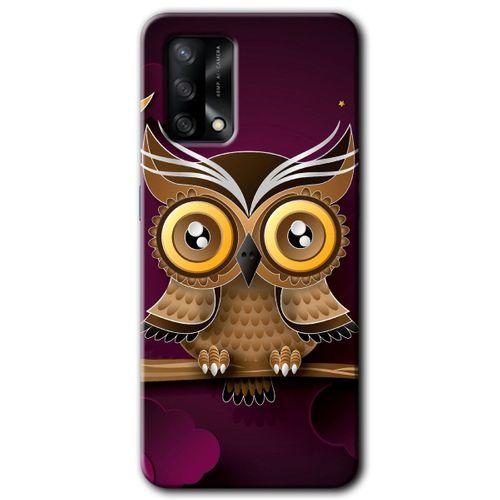 MRCİLETİSİM Oppo A74 Kılıf Kapak - Owl Bird Branch +Hayalet Ekran Yandan Gözükmez