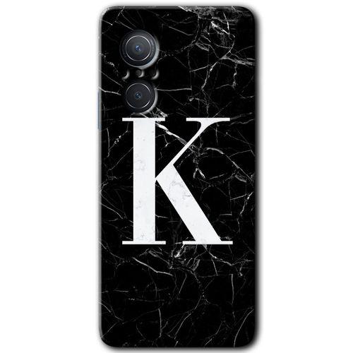 Huawei Nova 9 SE Kılıf HD Desen Baskılı Arka Kapak - Siyah Mermer Desenli K Harfi