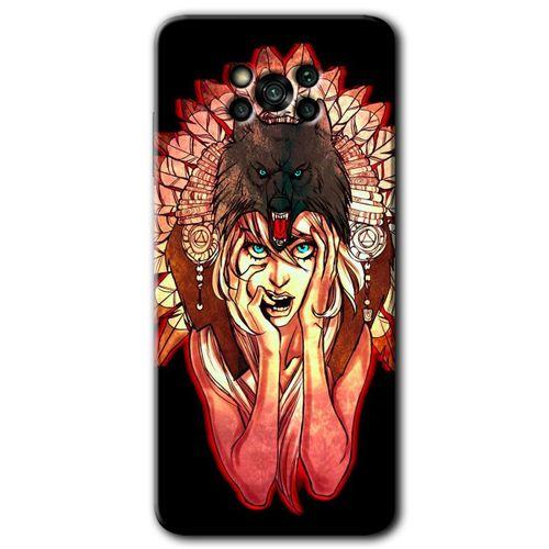 Poco x3 NFC Kılıf Baskılı Arka Kapak - Kurt Kız +Tam Ekran Koruyucu