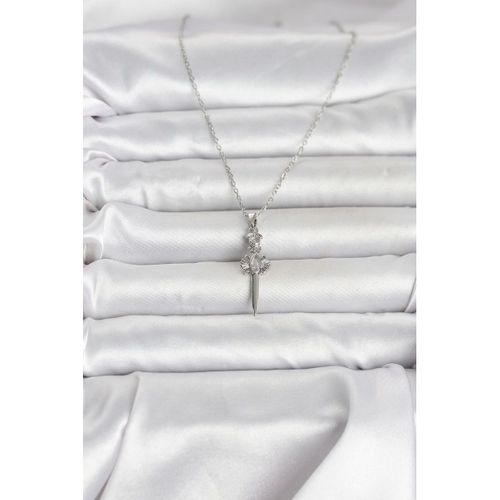 316L Çelik Zincir Gümüş Renk Kılıç Model Kadın Kolye