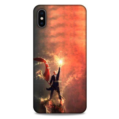 Apple iPhone XS Max Kılıf Atatürk (44) Tough Armor Kılıf Alev Kırmızı